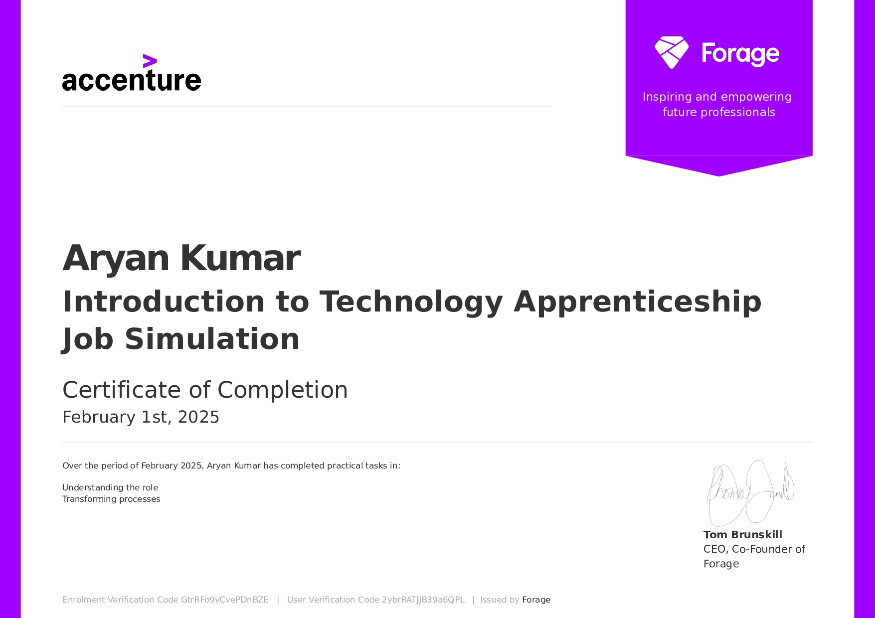 Certificate in Introduction to Technology Apprenticeship Completion